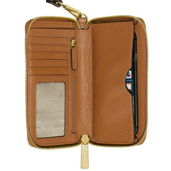 MICHAEL KORS MK Logo Phone Wristlet Leather Wallet - Picture 2 of 2